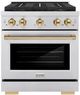 ZLINE Paramount 30" 4.2 cu. ft. Satin Stainless Steel Paramount Dual Fuel Range with 4 Burner DuoPro™ Cooktop and Electric Convection Oven with Champagne Bronze Accents-0