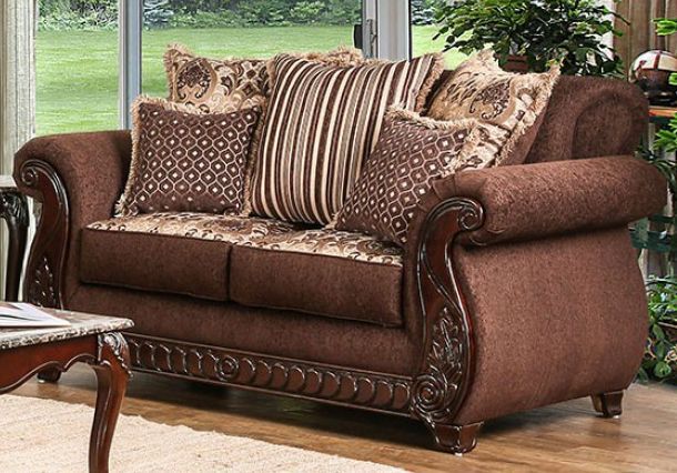 Furniture of America® Tabitha 2-Piece Brown/Dark Cherry sofa and Loveseat-1