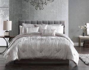 Taos Silver Crinkle Velvet 7-Pc Queen Comforter Set