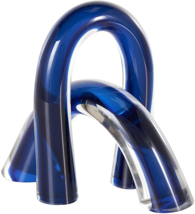 Deco Marche 2-Piece Blue Glass Abstract Overlapping Arch Decorative Sculpture Set with Clear Accents-0