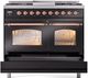 Ilve® Nostalgie II Series 40" Glossy Black Pro Style Dual Fuel Range-4