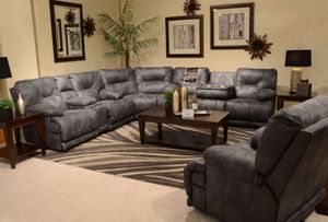 iAmerica Odyssey Slate Lay Flat Reclining Console Loveseat