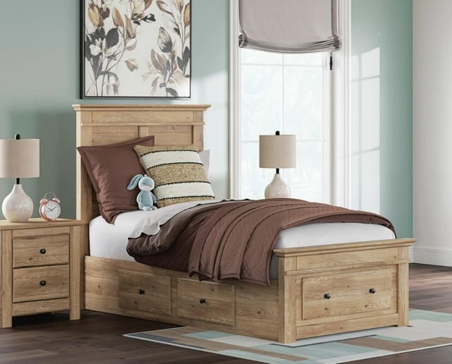 Signature Design by Ashley® Fenderport Tan Youth Twin Panel Bed with 3 Storage-1