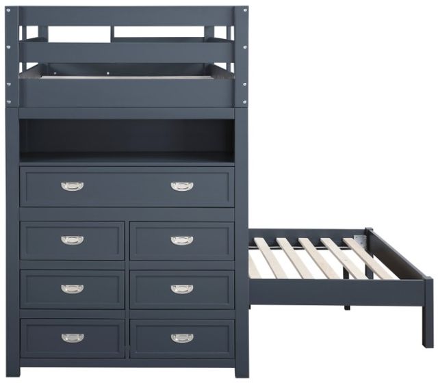 Homelegance® Sloane Navy Blue Twin over Full Youth Loft Bunk Bed with Chest and Hidden Desk-3