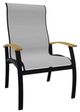 Telescope Casual Belle Isle Abalone/Black Aluminum/Fabric Outdoor Sling Supreme Arm Chair with Teak Rustic Polymer Arm Accent-0