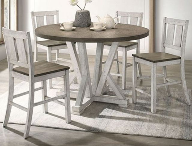 Furniture of America® Dakota 5-Piece Antique White/Ash Brown Dining Set-1