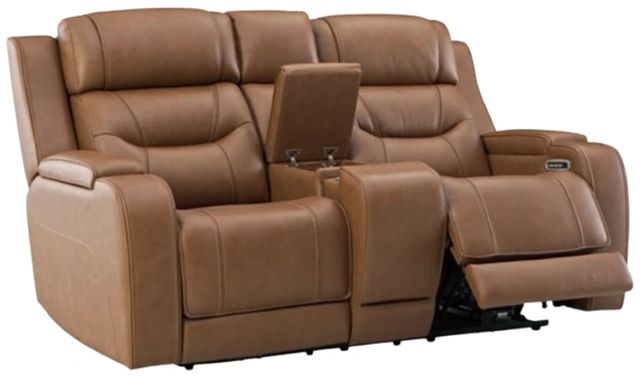 Signature Design by Ashley® Dreamer Caramel Power Reclining Loveseat with Audio Console-1
