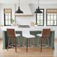 Armen Living Vienna 2-Piece Walnut/White Swivel Barstool Set-4
