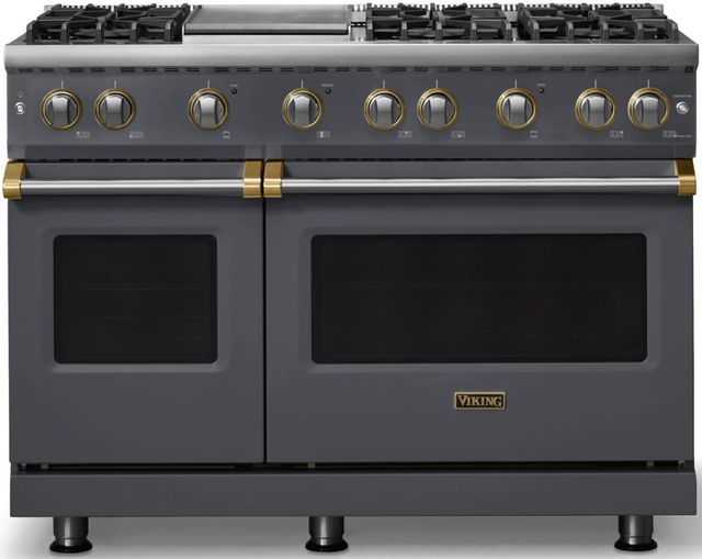 Viking® 5 Series 48" Cast Black Pro Style Gas (LP) Range with Brushed Brass Trim-0
