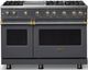 Viking® 5 Series 48" Cast Black Pro Style Gas (LP) Range with Brushed Brass Trim-0
