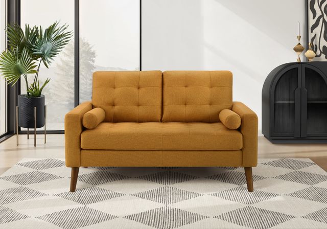 Monarch Specialties Inc. Orange 58" Loveseat with 2 Pillows-1
