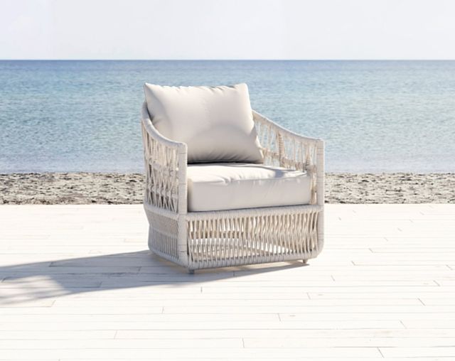 Sunset West Dana Natural Linen Aluminum/Olefin Rope Outdoor Club Chair with Linen Canvas Cushion-3