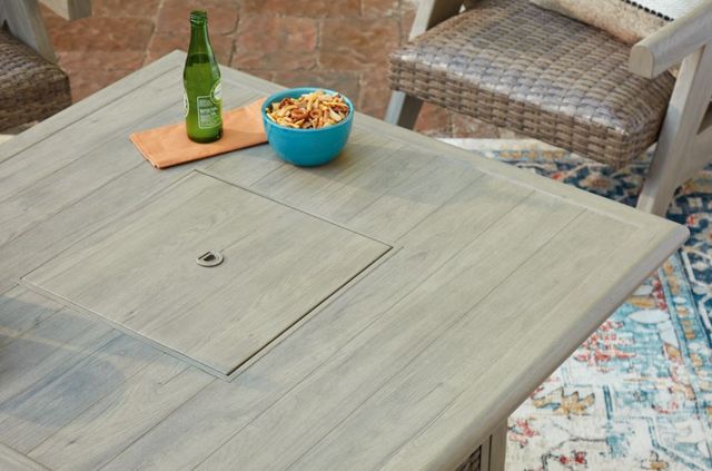 Signature Design by Ashley® Cliff Trails Beige Aluminum/Woven Outdoor Fire Pit Table-4