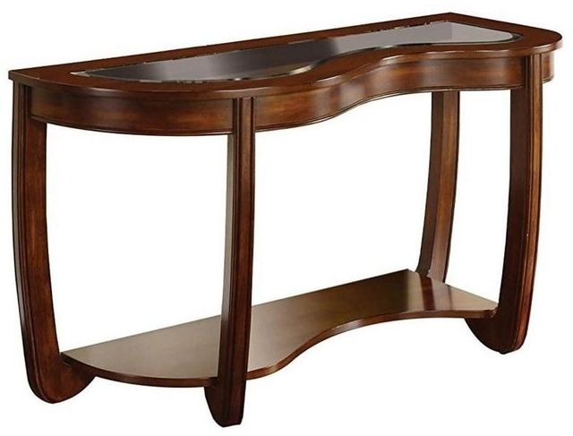 Furniture of America® Crystal Falls Dark Cherry Glass Insert Sofa table-0