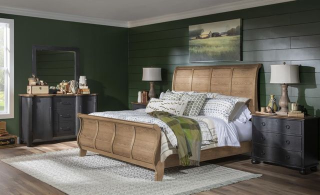 Legacy Classic Vintage Market Barnwood Oak Queen Sleigh Bed-1