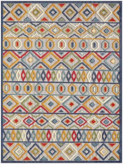 KAS Rugs Calla Ivory/Multi Aztec 5'x7' Area Rug-0