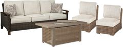 Signature Design by Ashley® Beachcroft 4-Piece Beige Outdoor Conversational Set