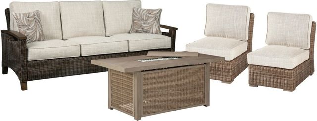 Signature Design by Ashley® Beachcroft 4-Piece Beige Outdoor Conversational Set-0