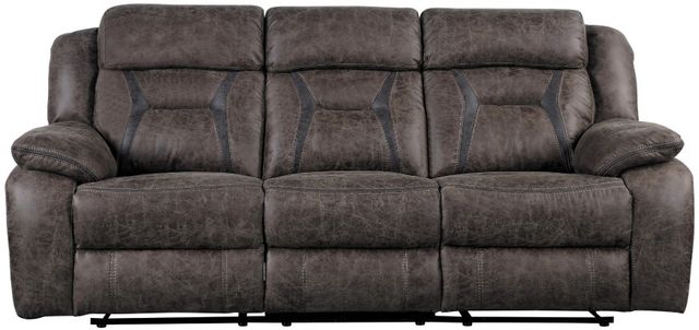 Homelegance® Madrona Dark Brown Double Manual Reclining Sofa-2