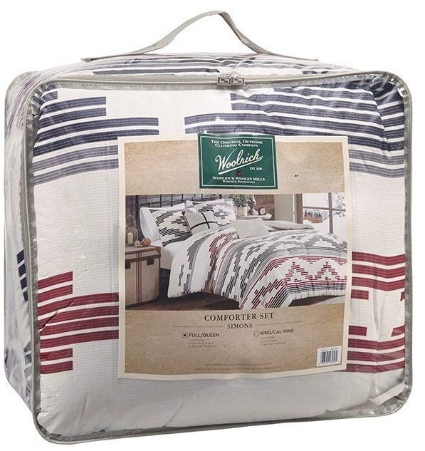 Olliix by Woolrich Simons 5 Pieces Grey and Red King/California King Herringbone Oversized Comforter Set-3
