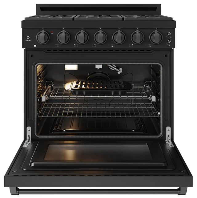Thor Kitchen Gordon Ramsay Collection 36" Black Pro Style Liquid Propane Range with Precision Knob Control and Black Trim-1