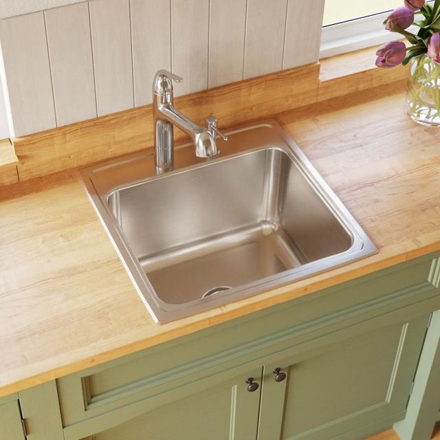 Elkay Lustertone® Classic Lustrous Satin 22" x 22" x 12-1/8" 3-Hole Single Bowl Drop-In Sink-2
