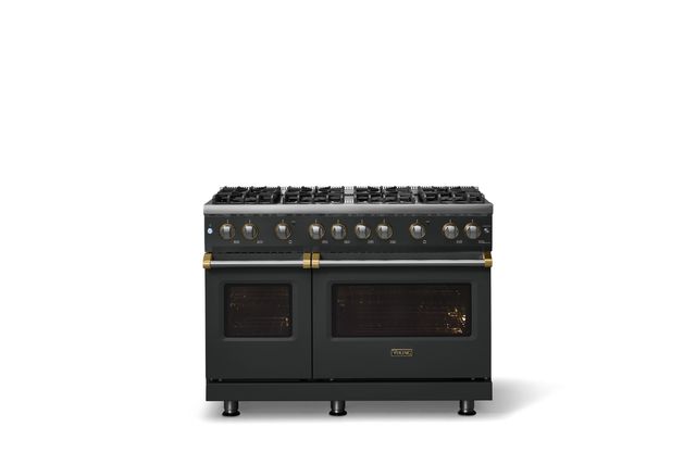Viking® 5 Series 48" Antique Bronze Pro Style Gas (LP) Range with Polished Chrome Trim-3