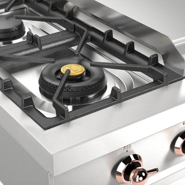 Ilve Nostalgie II 36” Stainless Steel Liquid Propane Rangetop with 6 Burners, Griddle and Copper Trim-4