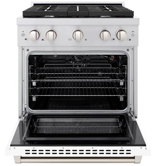 ZLINE 30" Stainless Steel Pro Style Gas Range with White Matte Door-1