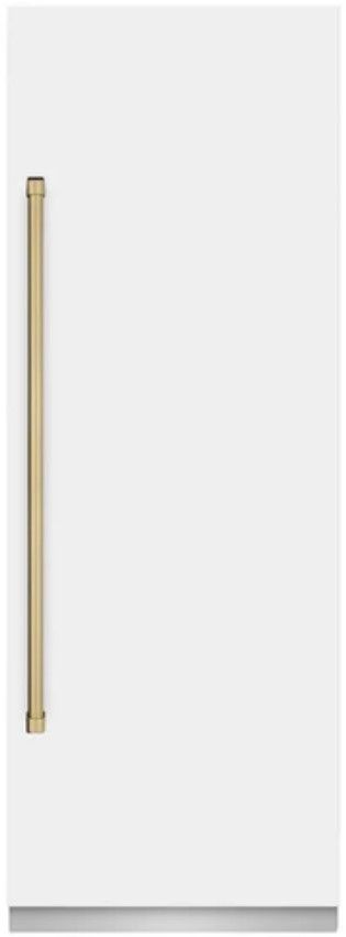 ZLINE Autograph Edition 30" 16.7 Cu. Ft. Column Refrigerator in White Matte with Graphite Gray Interior and Champagne Bronze Accents-0