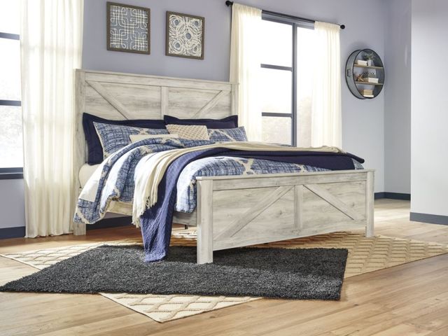 Signature Design by Ashley® Bellaby Whitewash King Crossbuck Panel Bed-2