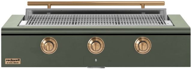 Caliber™ Rockwell Social 3-Burner Olive Built-In Natural Gas Grill with Gold Hardware-0