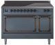 Ilve® Nostalgie II Noblesse 48'' Blue Gray Pro Style Induction Range with Burnished Trim-0