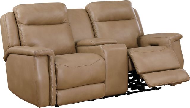 Leather Italia™ Cambria Fischer Saddle Power Reclining Loveseat with Console-0
