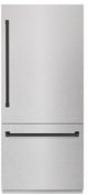 ZLINE 36" 19.8 Cu. Ft Satin Stainless Steel Built-In Bottom Freezer Refrigerator with Matte Black Accents-0