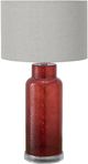 Monarch Specialties Inc. Red Glass Table Lamp with Grey Shade-0