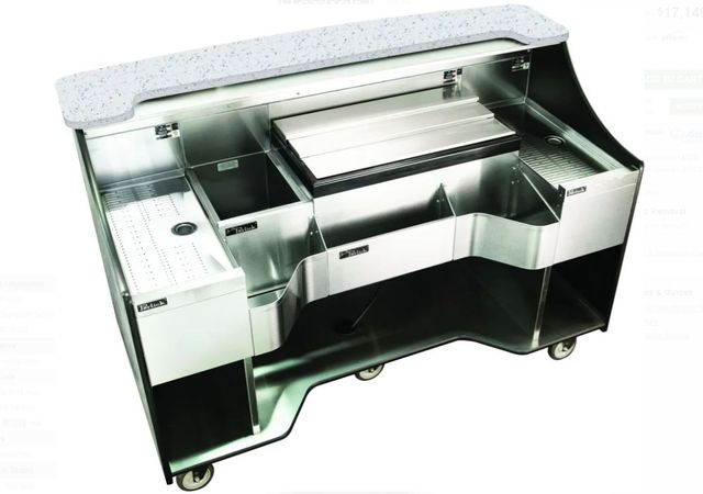 Perlick® Signature Series 70" Tobin Ellis Mobile Bar with 2 Drainboards