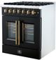 FORNO® Galiano Alta Qualita 30" Black and Antique Brass Pro Style Dual Fuel Range -3