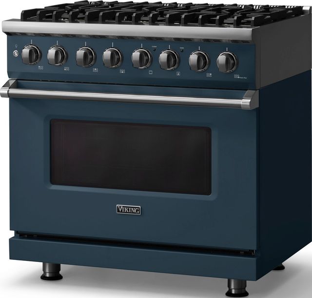 Viking® 5 Series 36" Squall Pro Style Dual Fuel (NG) Range with Polished Chrome Trim-3