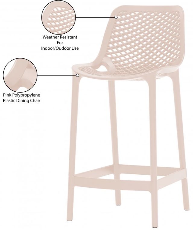 Meridian Furniture Mykonos Pink Plastic Outdoor Patio Stool-3