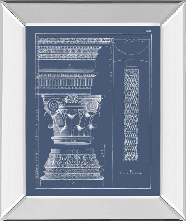 Classy Art Column & Cornice Blueprint I by Vision Studio Mirror Framed Wall Art-0