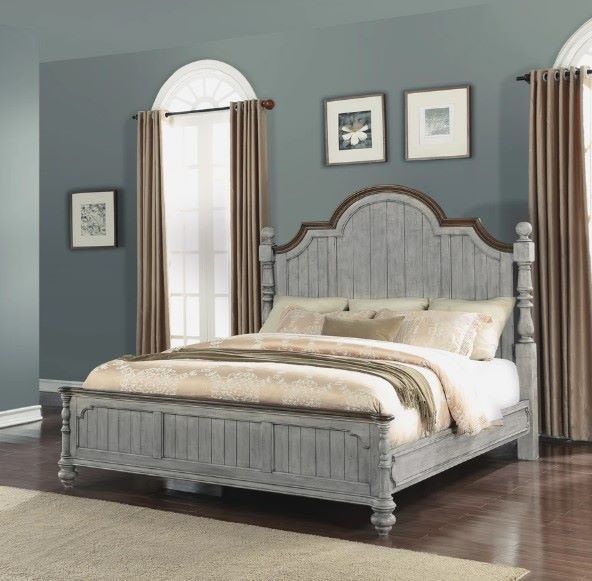 Flexsteel® Plymouth Distressed Graywash King Panel Bed-1