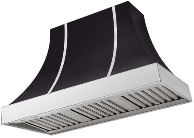 AGA Cascade 48" Matte Black Wall Mounted Range Hood  with Polished Chrome Trim-0