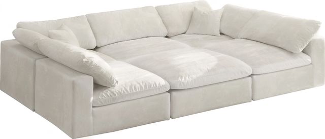Meridian Furniture Cozy 6-Piece Cream 119" Modular Sectional-0