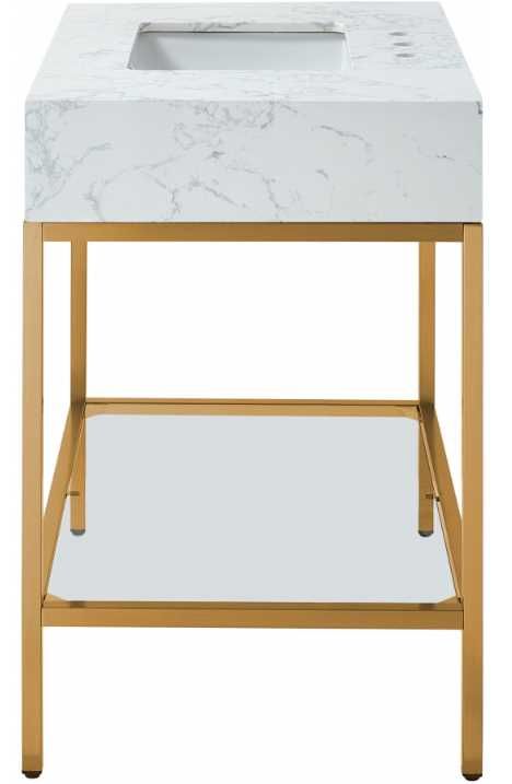 Meridian Furniture Marmo White/Brushed Brass 36" Bathroom Vanity-3