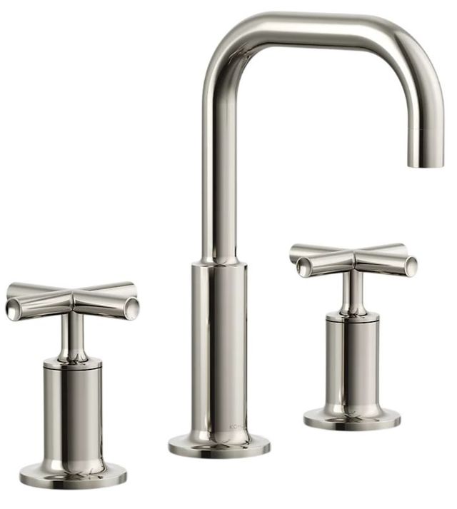 KOHLER® Purist® Vibrant Polished Nickel 8" Widespread Bathroom Sink Faucet with Cross Handles-0