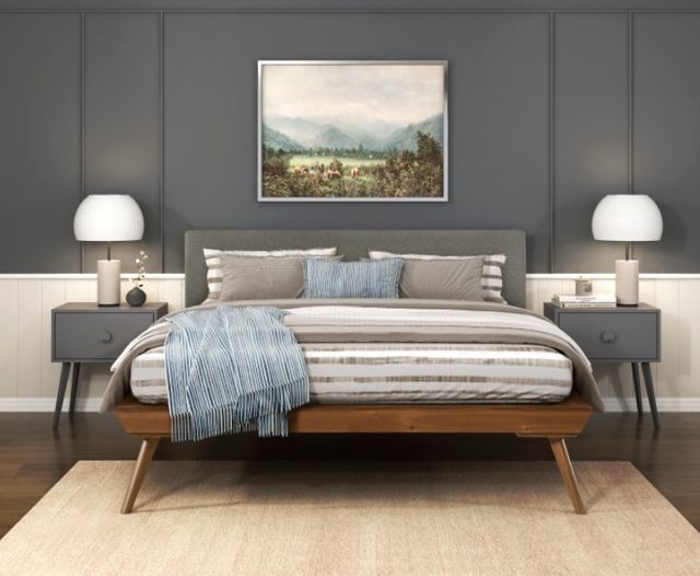 Homelegance® Wrenn Chestnut/Dark Gray Queen Platform Bed-1