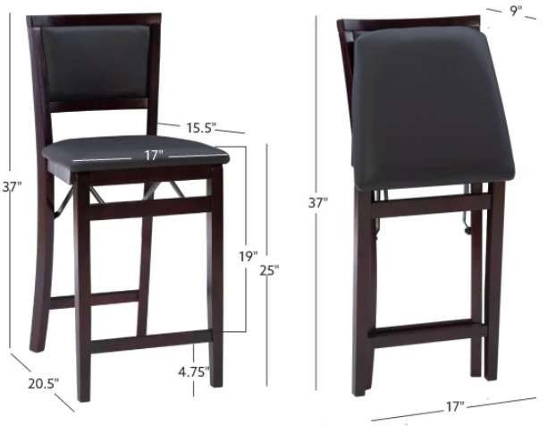 Linon Keira Merlot Padded Back Folding Counter Stool-2