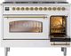 Ilve® Nostalgie II 48" White Pro Style Dual Fuel Range with Brass Trim-3