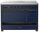 Ilve® Majestic III 48" Midnight Blue Pro Style Induction Range with Solid Door and Burnished Trim-2